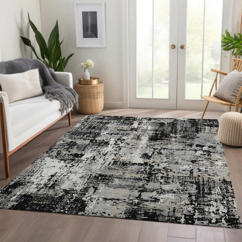 Tapis abstrait lavable à la machine de qualité supérieure Mayfield AMF1008, Rectangle 2 pi 6 po x 3 pi 10 po