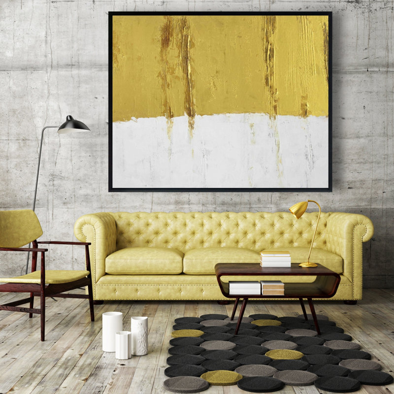 Impression sur toile à rayures dorées