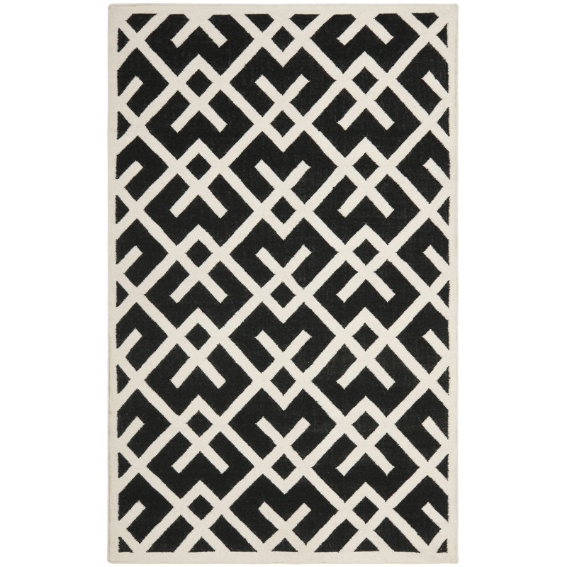 Nilufer Geometric Wool Hand Woven Area Rug, Rectangle 183 x 274 cm