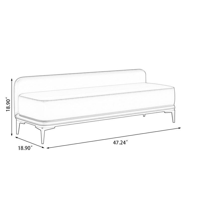 Banc avec revêtement, Orange, H 18,90 po x l 47,24 po x P 18,90 po