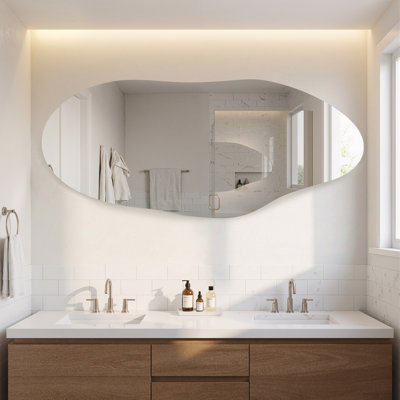 39 in. W x 71 in. H Kidney-shaped Mirror Frameless Full Length Mirror Wall Mirror