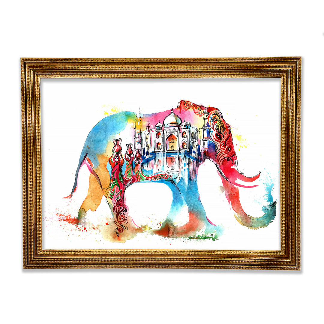 Regenbogen Indischer Elefant - Druck