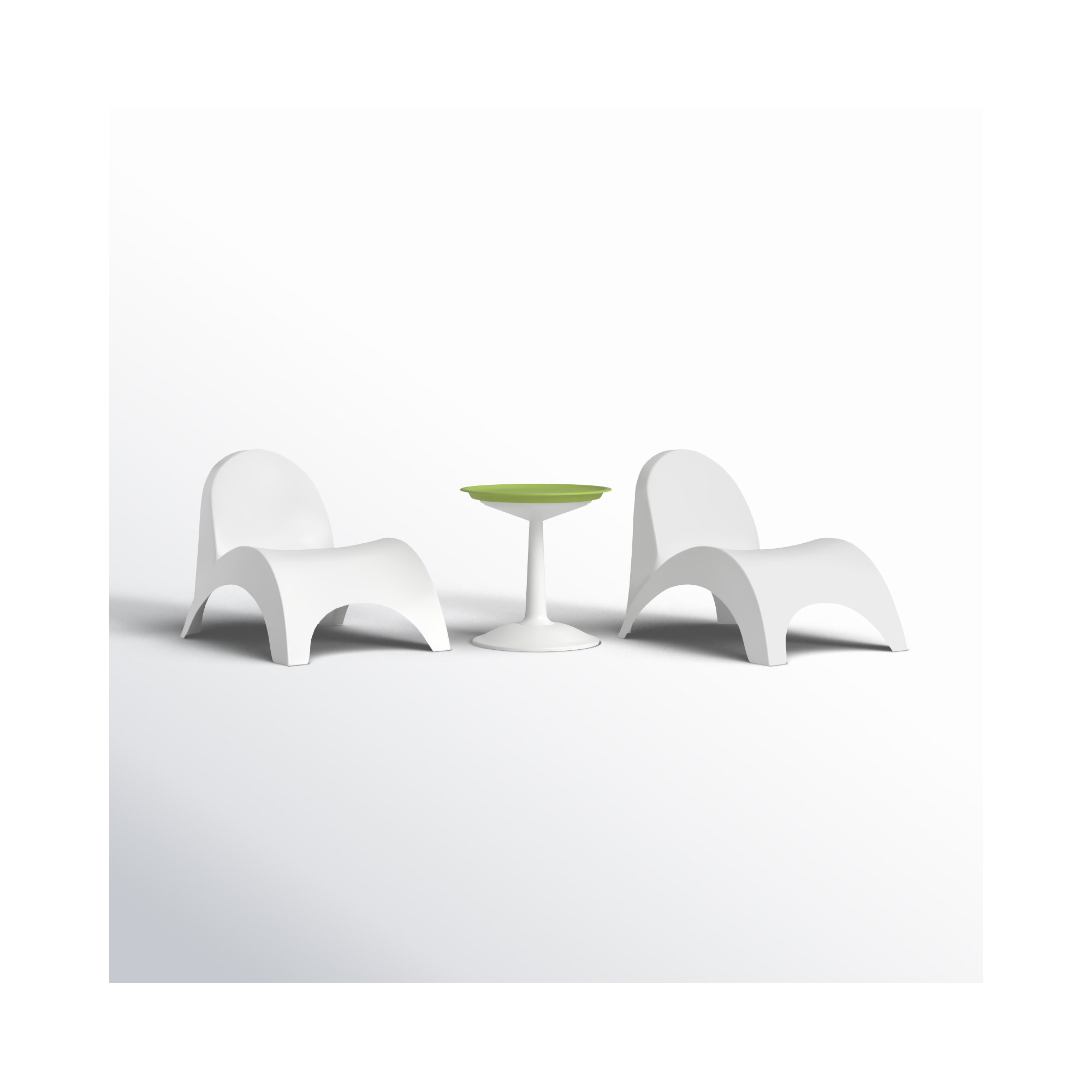 Ameswood Plastic Chaise Lounge Set with Table, White/Green