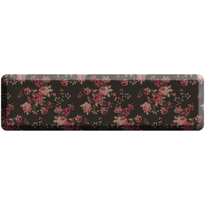 Anti-Fatigue Kitchen Comfort Mat, English Garden Rose In Black