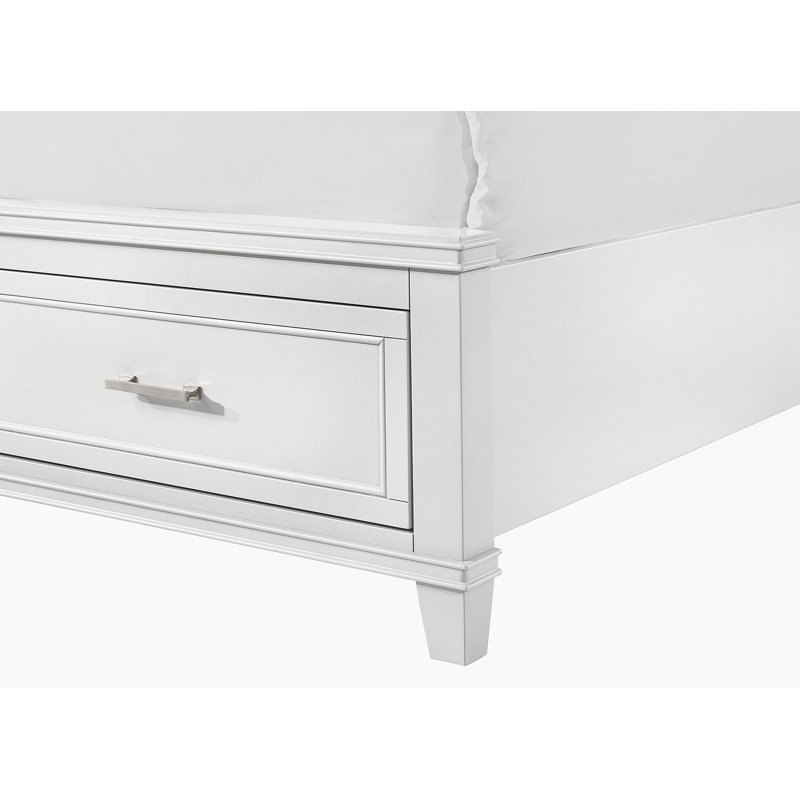 Lit très grand avec rangement, Blanc, Très grand lit