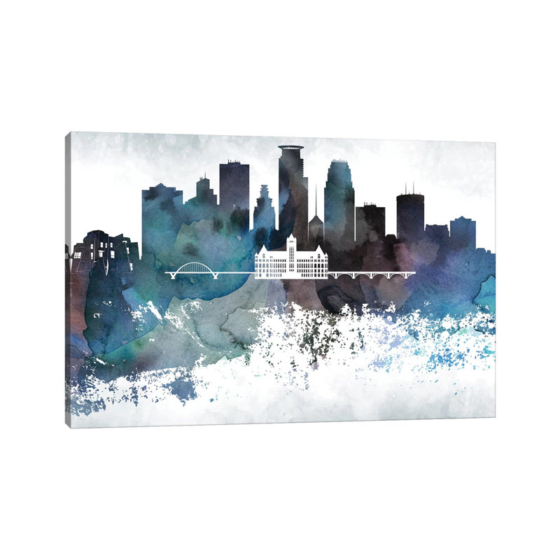 Minneapolis Bluish Skylines - Print on Canvas, Wrapped Canvas, 45.72cm H x 66.04cm W x 1.91cm D