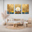 Golden Lotus Floral, reproduction d'art sur toile tendue sur toile (ensemble de 3)-118095914