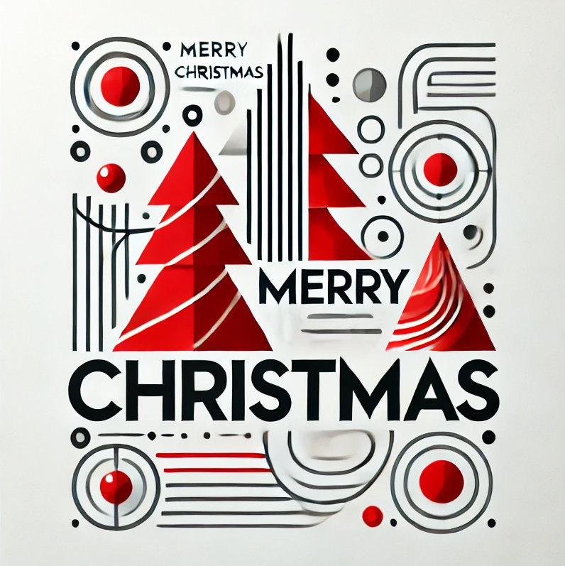 «Festive Modern Vibes: Geometric Merry Christmas», reproduction sur toile tendue, H 12 po x l 12 po x P 1 po
