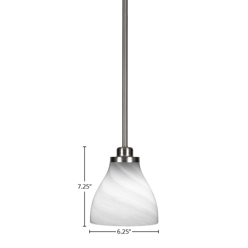 Mini-luminaire suspendu 1 lumière Odyssey, Nickel brossé, Blanc