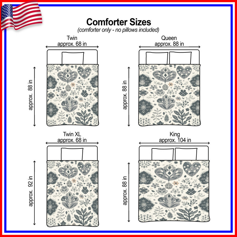 Floral Leaf Pattern Comforter, Twin