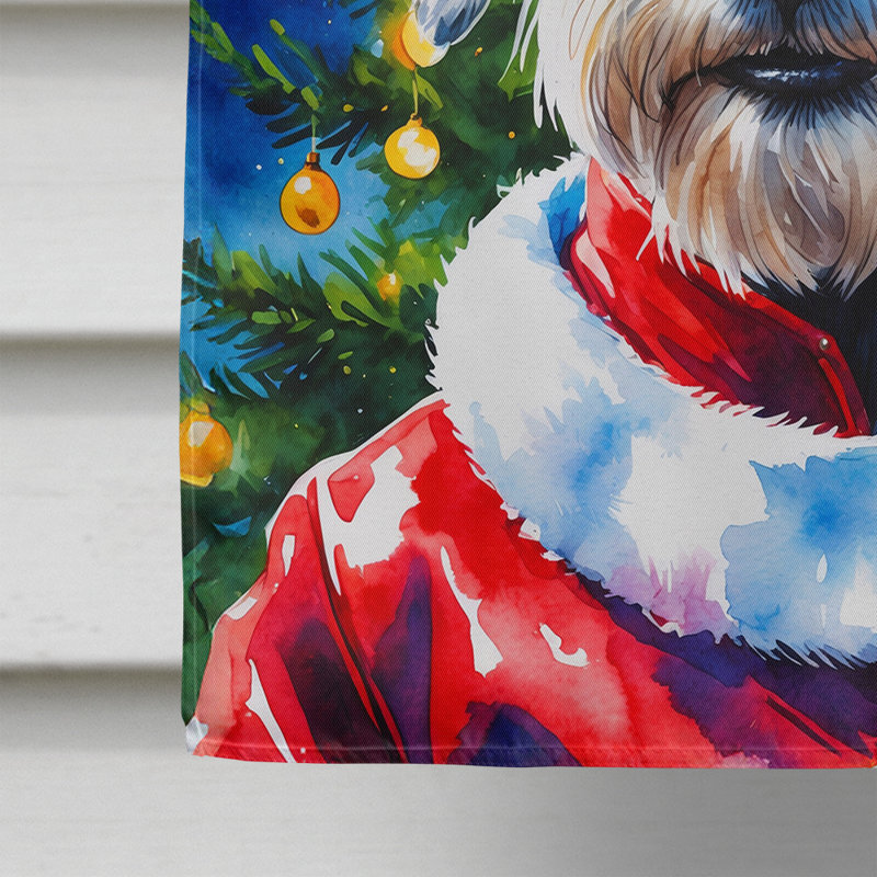 Drapeau de maison de Noël chocolat caniche chocolat, Schnauzer