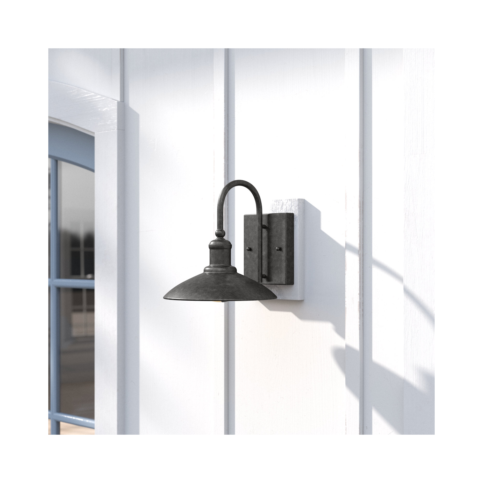 Bismarck Seeded Glass Outdoor Barn Light, 11" H x 11" W x 11" D