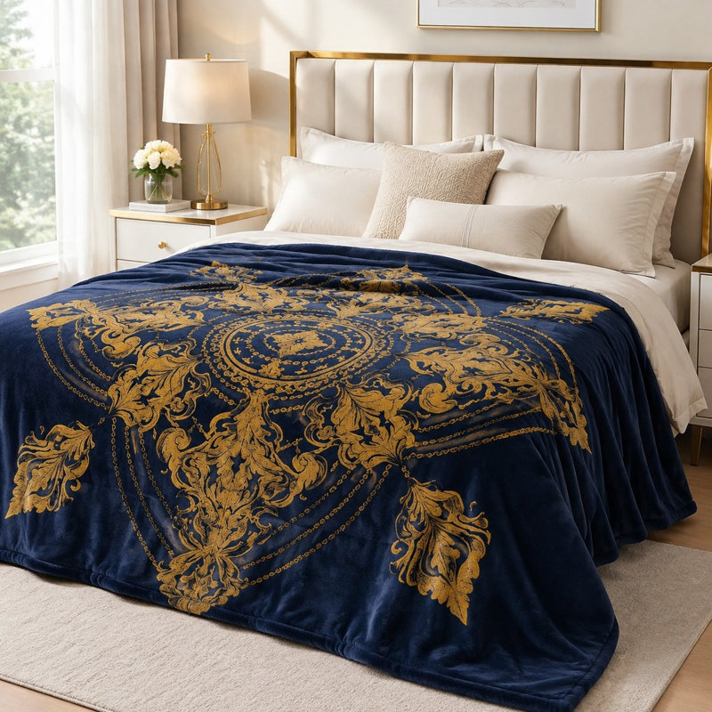 Jeté en peluche élégant à motif baroque, douillet douillet décoratif pour canapé-lit, Jeté standard (l 50 po x L 60 po)