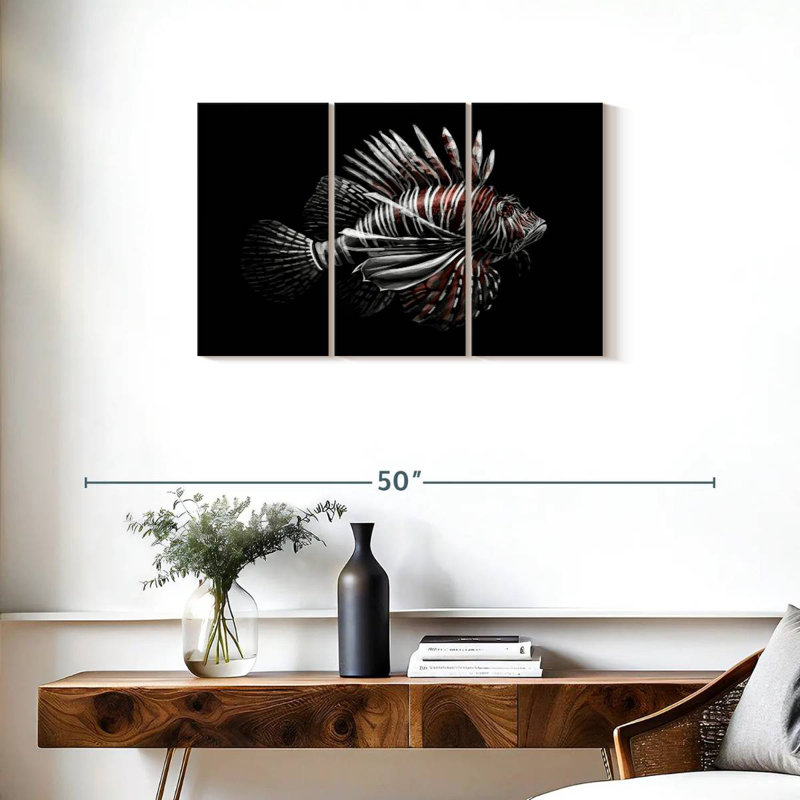 Brampt Lionfish On Black, 20" H x 33" W