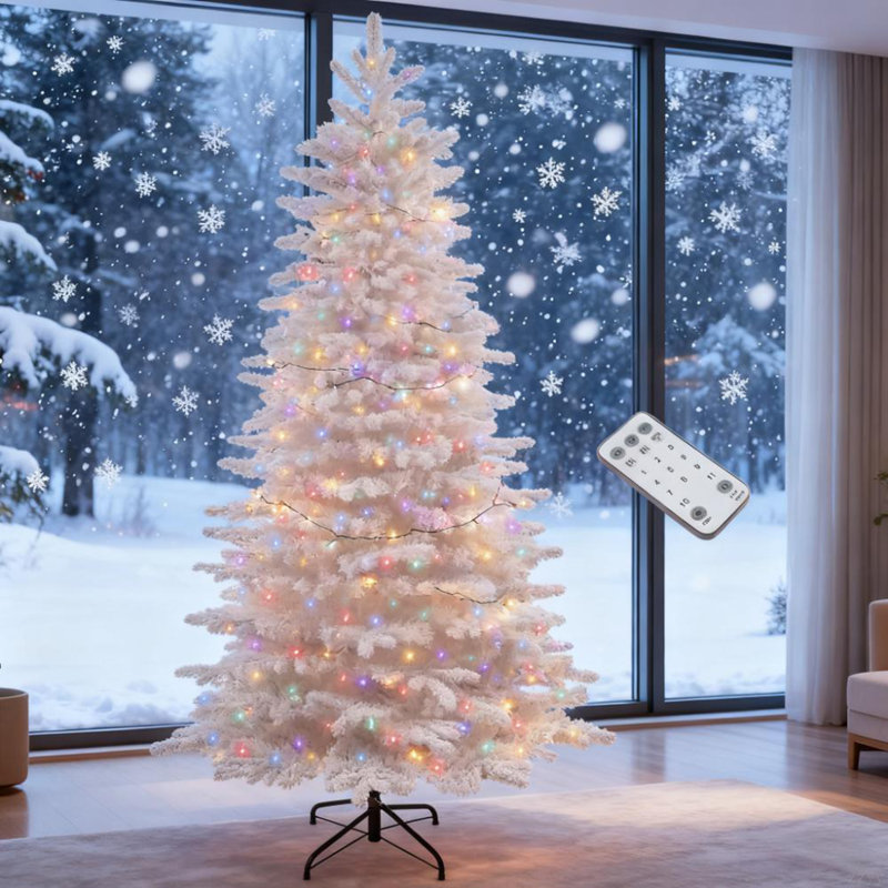 Arbre de Noël artificiel enneigé 7,5 pi, Oui, H 7,38 pi