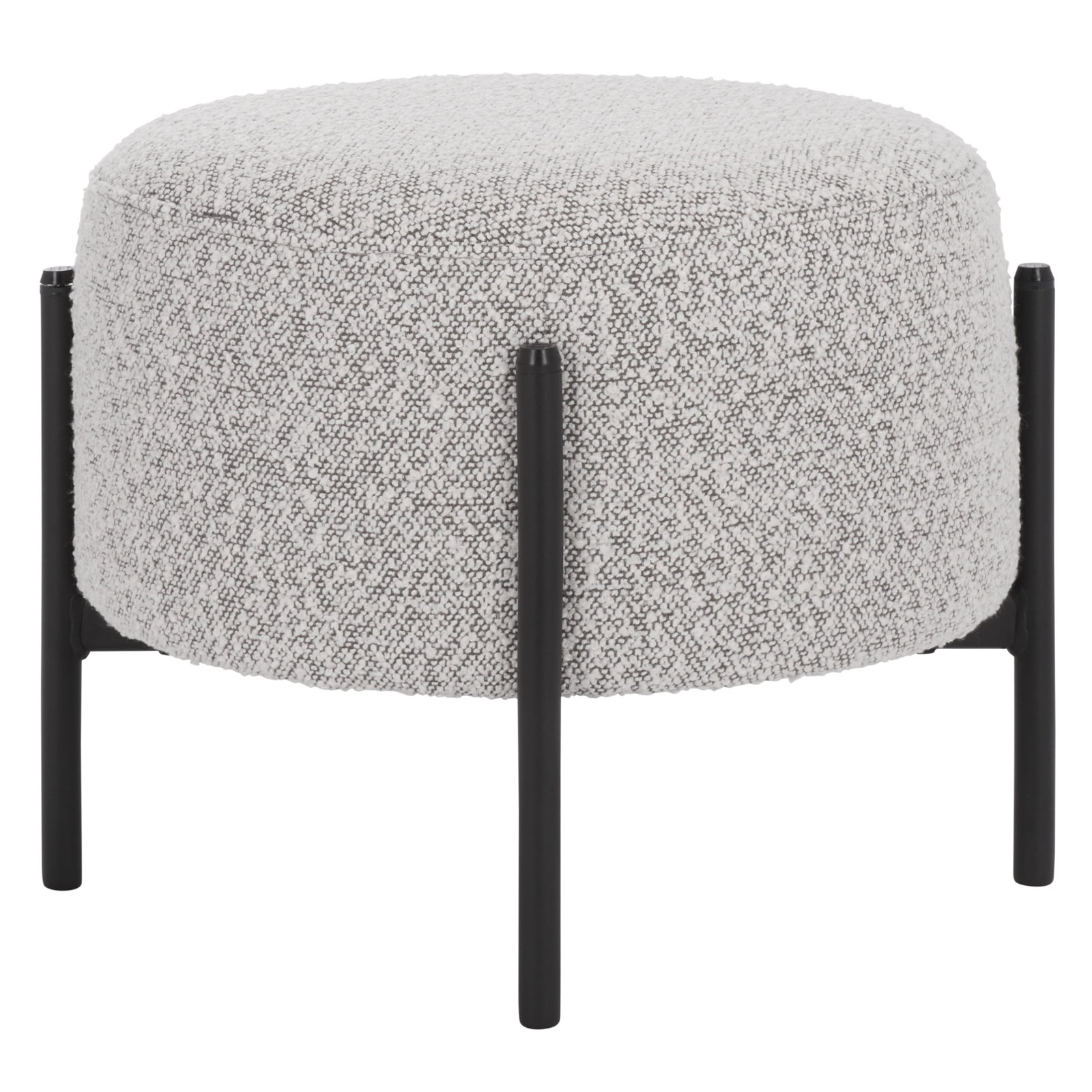 Adria 17" Round Ottoman, Light Gray Boucle