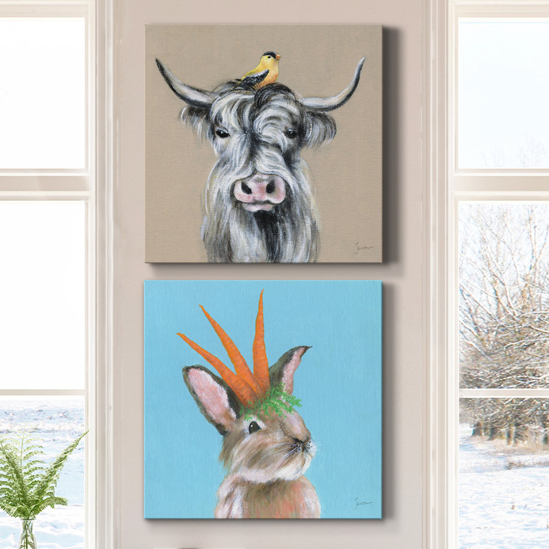 «Playful Nature», ensemble de 2 peintures 2 pièces, H 32 po x l 64 po x P 1 po, Toile tendue