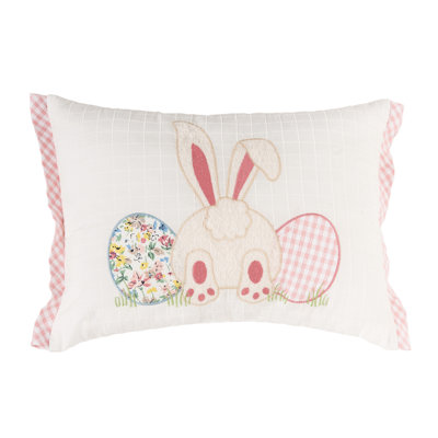 Daviyah Happy Bunny Eggs Embroidered Throw Pillow