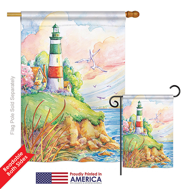 Ensemble de 2 drapeaux de jardin en polyester vertical 2 pièces à motif de falaise de falaise impressions de plage