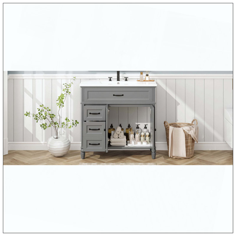 Ensemble de tiroirs de meuble-lavabo gris, Gris