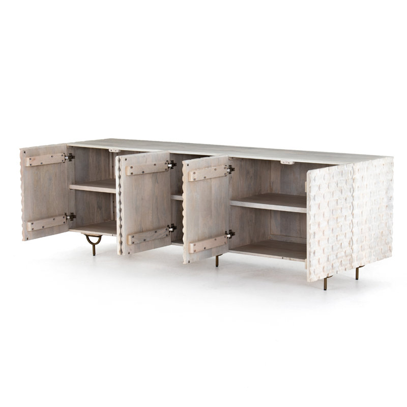 Rio Solid Wood TV Stand, White Wash