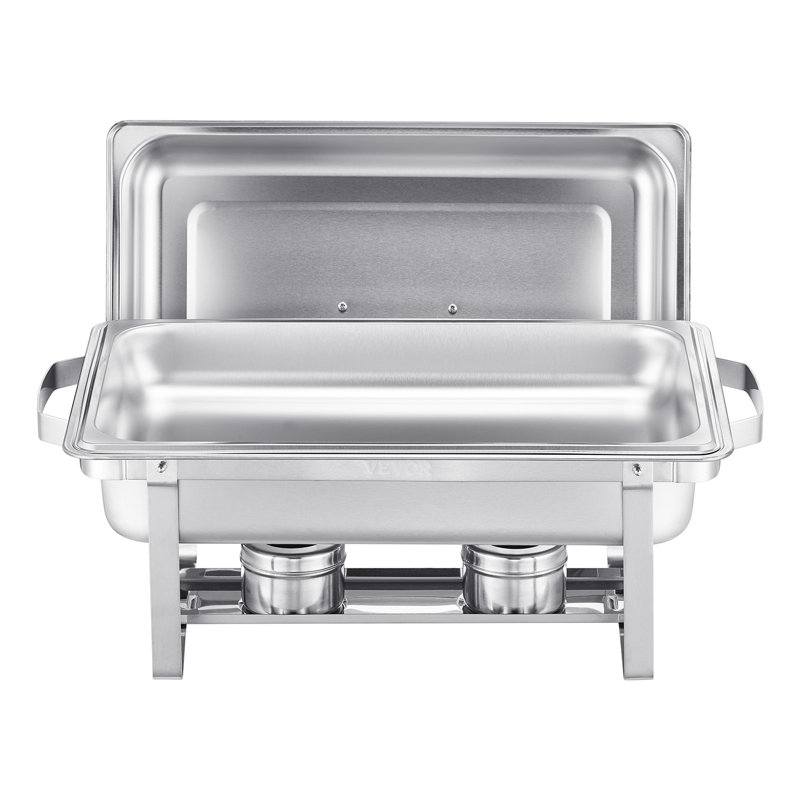 Ensemble de chauffe-plat rectangulaire 8 pte en acier inoxydable