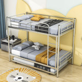 Twin Over Twin Metal Standard Bunk Bed With Twin Size Trundle