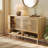 Three-layer natural rattan shoe cabinet