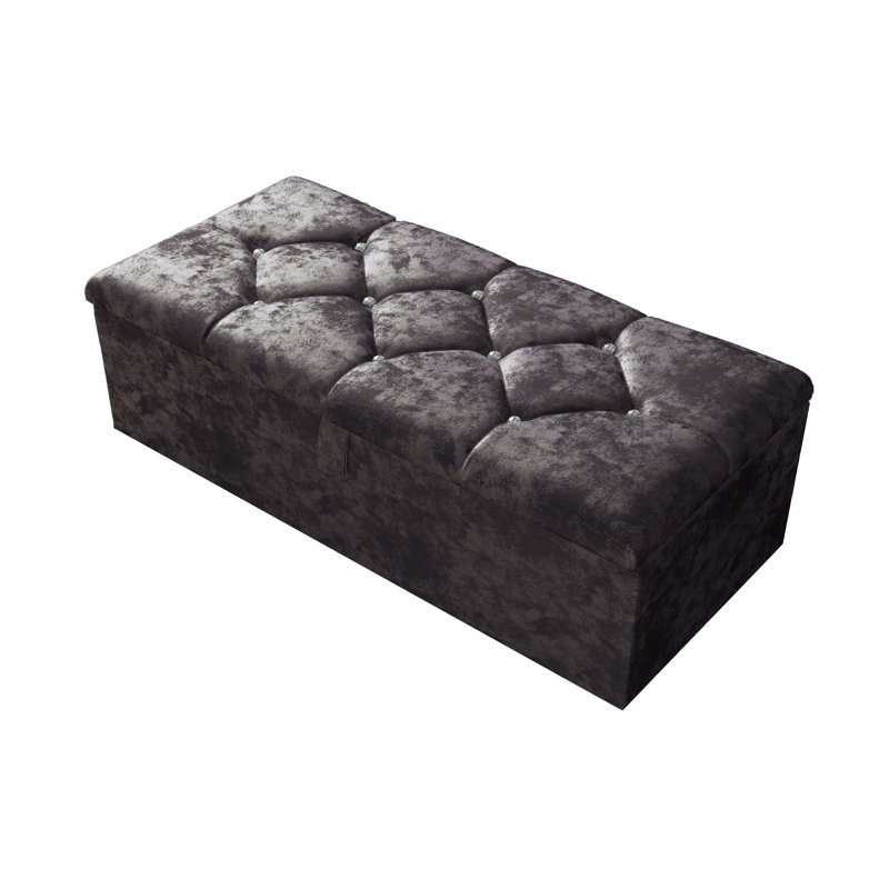 Alax 102cm Wide Rectangle Geometric Standard Ottoman with Storage, Amethyst