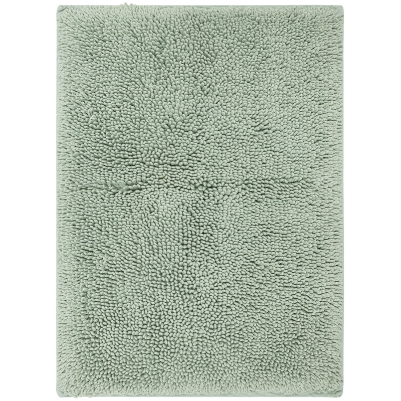 Dinuba Solid Plush Pile Stain and Fade Resistant Non-Slip Machine Washable Bath Rug, Seaglass, 21" W x 34" L