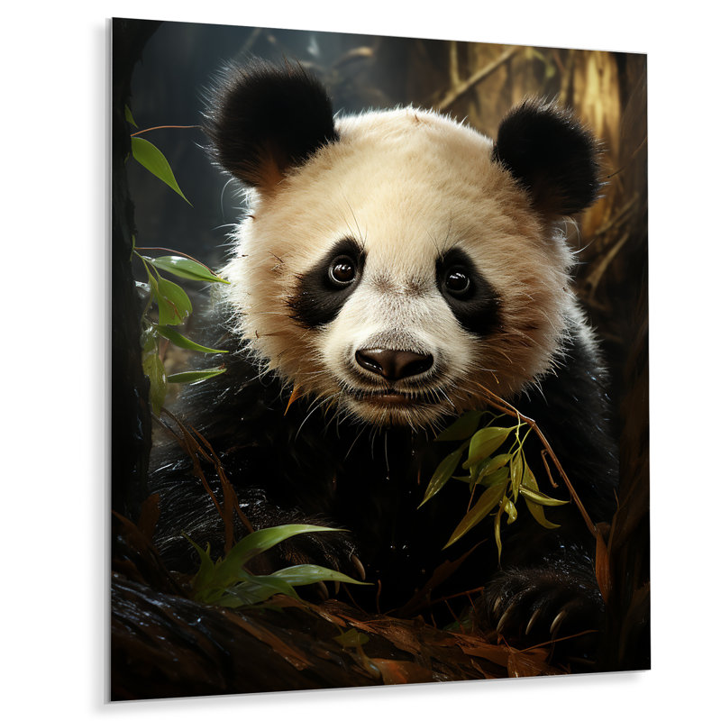 Pandas Play 3 - Panda Animal, art mural en métal, H 20 po x l 12 po x P 1 po