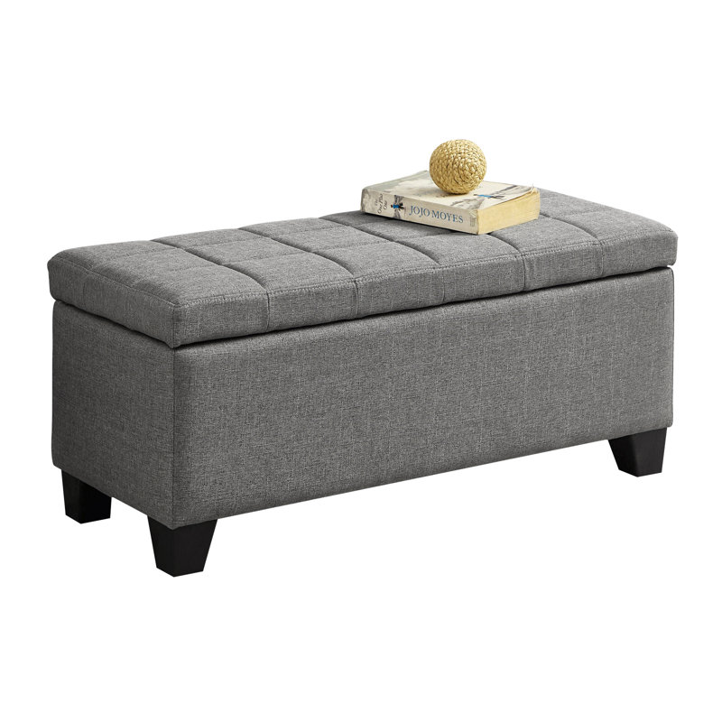 Banc de rangement en lin Jalae, Gris