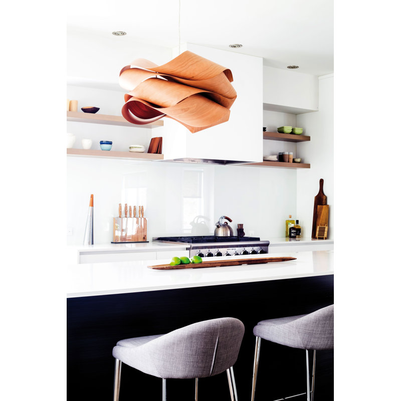 1 - Light Pendant, Natural Beech, Matte Black, 15.7" H x 27.1" W x 27.1" D