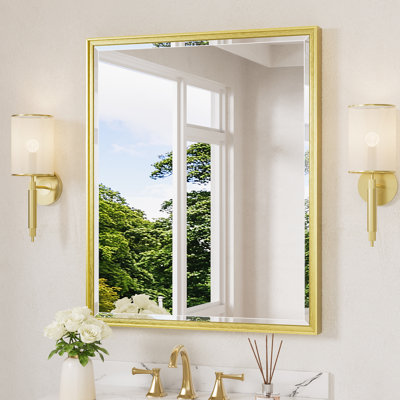Rectangle Beveled Bathroom Vanity Mirror with Aluminum Frame Accent Mirror Tempered Glass Decorative Mirror