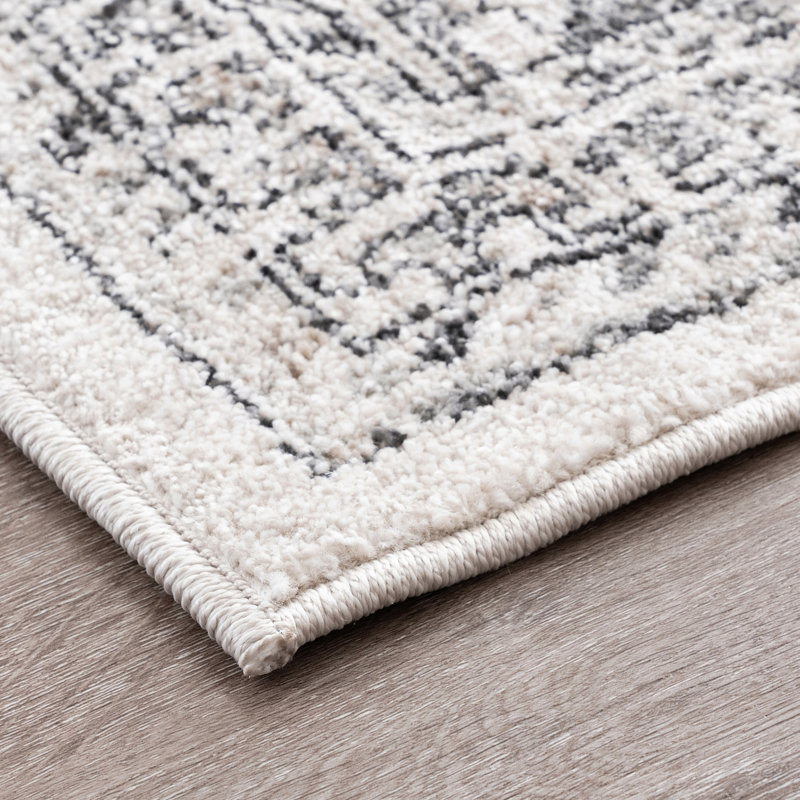 Tapis oriental gris en polypropylène et polyester Saxton, Rectangulaire 2 pi x 3 pi