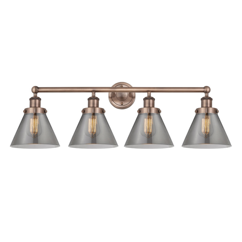 4 - Light Dimmable Vanity Light, Plated Smoke, Antique Copper