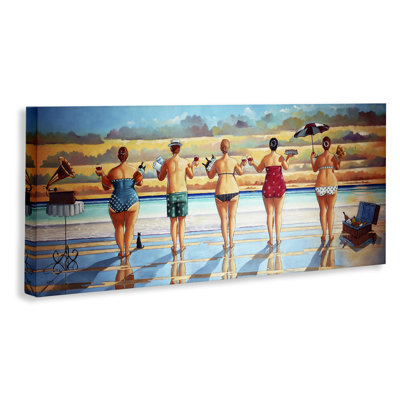 «Beach Friends Coastal Summer Fun», peinture sur toile tendue