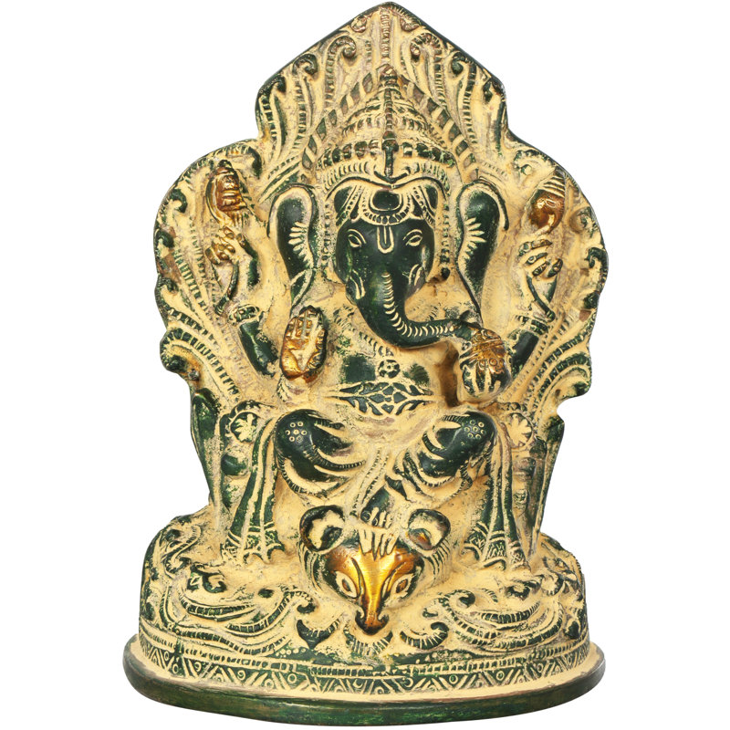 Figurine Trône Ganesha, Vert