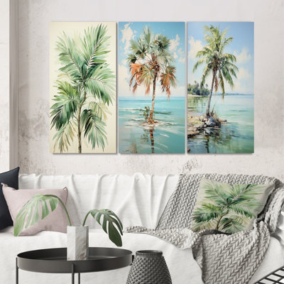 " Minimalism Plam Tree Solitude " 3 - Pieces