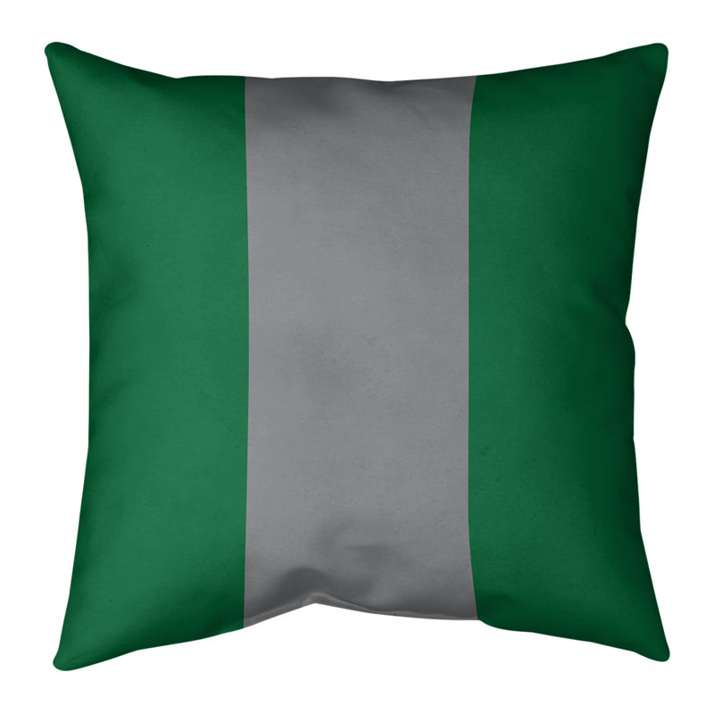 Housse de coussin, 14 po x 14 po, Vert / argenté, Polyester filé