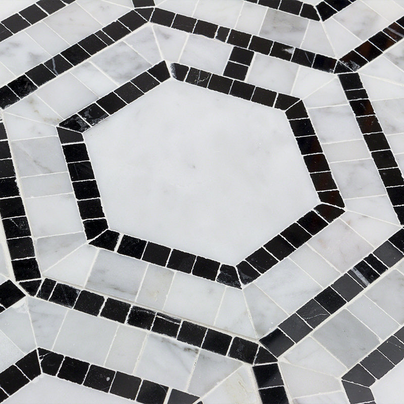 Carreau de mosaïque de marbre et de sol Zeta, Carrara