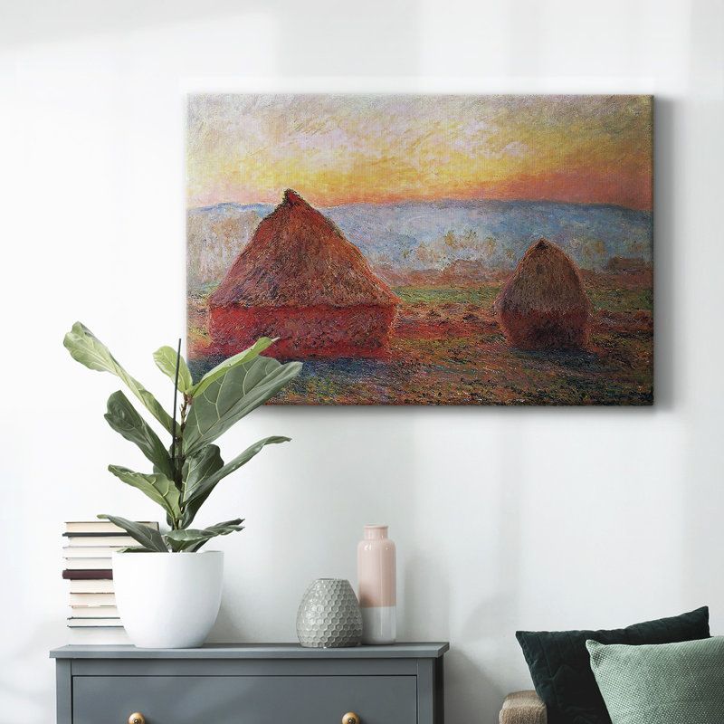 Grainstacks at Giverny, Sunset, 1889, toile tendue avec châssis, H 12 po x l 18 po