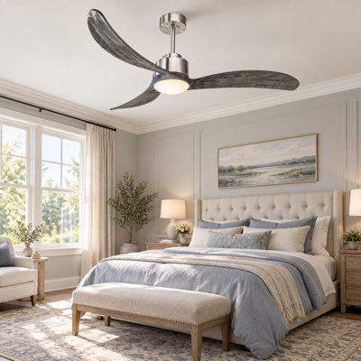 52-Inch Adjustable Height Ceiling Fan with LED Light, 6-Speed Reversible DC Motor and Remote Control