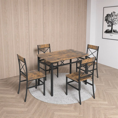 Four-person Dining Table Set, Wooden Kitchen Dining Table With Chairs