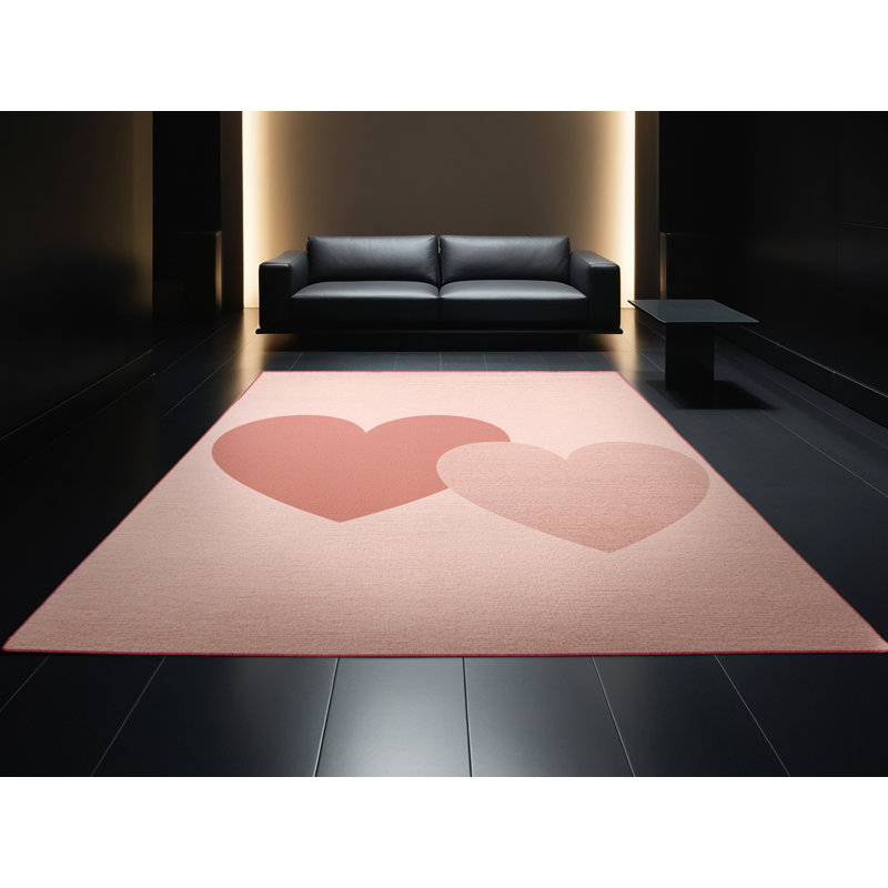 Tapis rose moderne et contemporain lavable à la machine Highbridge Valentines, 7x9