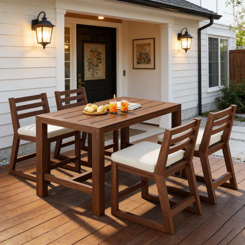 5-Piece Rustic Patio Bar Set, Mocha