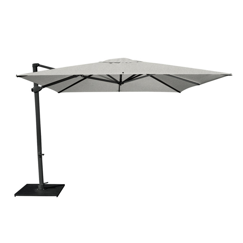 Pavone 10' Square Cantilever Umbrella (Grip Handle), Double Stack Plate - Medium, Silver Gray, Black