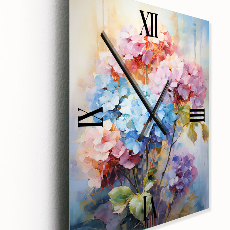Horloge murale délicate hydrangée délicate pastel II - Hortensia, Très grand