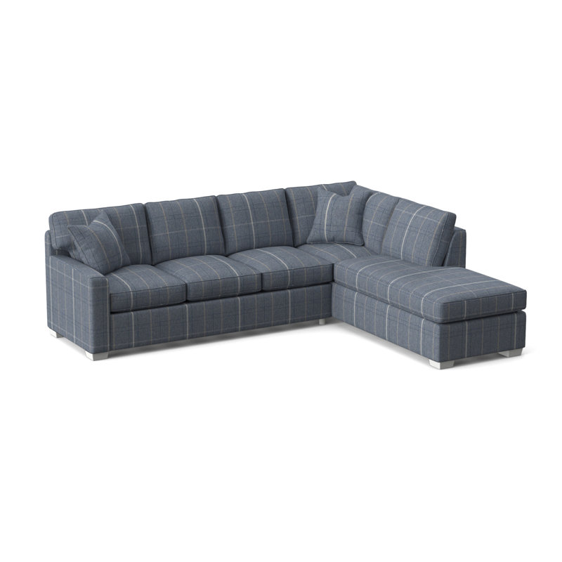 Frye Chaise Sectional, Right Hand Facing, Frost White, Lapis Plaid; 0126-63