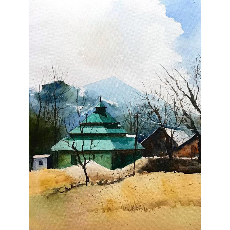 Maison sur les hauteurs | Aquarelle par Abhijeet Bahadure